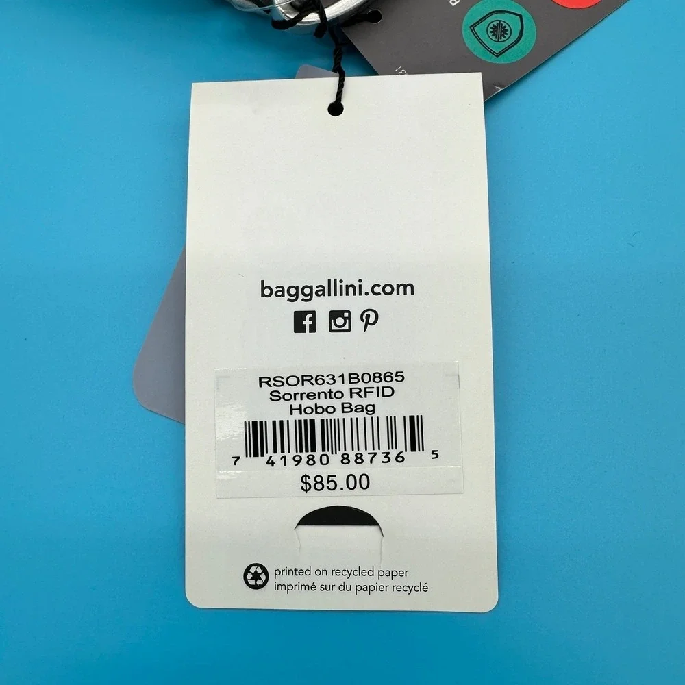 Baggallini Sorrento RFID Hobo Bag Gray‎ Nylon Adjustable Strap Zip Closure